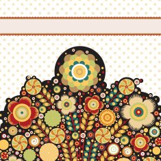 Vector floral composition card on polka dot background Flowers