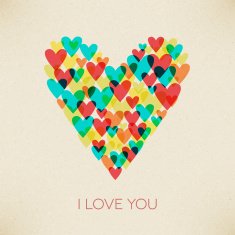 I love you valentine retro hearth card