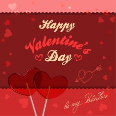 Valentine's Day greeting card with lollipops heart-shaped