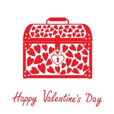 Chest with hearts Happy Valentines Day card
