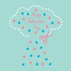 Cloud with hearts inside and scissors Happy Valentines Day card