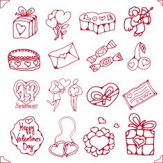 set of icons for St Valentine's Day