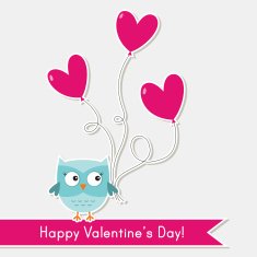 Valentine vector card with a cute owl