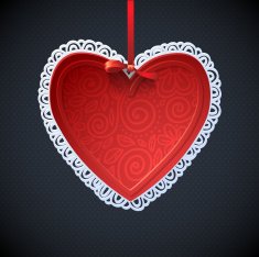 Happy Valentine's Day! Heart on ribbon beautiful bright greeting card