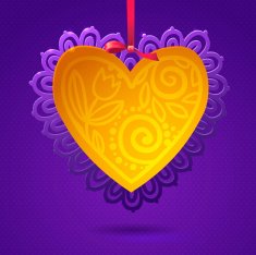 Happy Valentine's Day! Heart on ribbon beautiful bright greeting card N2