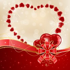 Shiny hearts and red bow