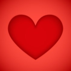 Bright red plastic vector cutout heart