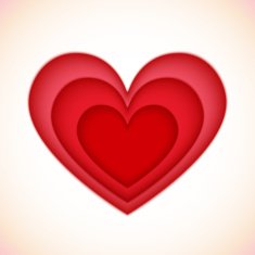 Bright red plastic vector cutout hearts