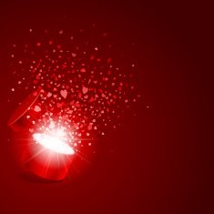 Hearts fly from open gift Valentine's day N3