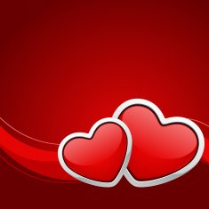 Two red glossy heart Valentine's day N2