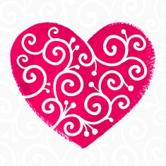 Pink painted heart with white ornament