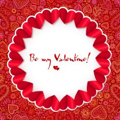 Red circle Valentines day greeting card template