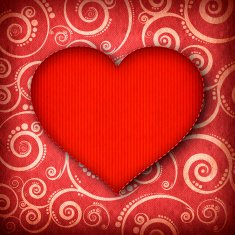 Red heart on patterned background