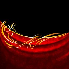 Red fabric drapes on black background gold vignette N2