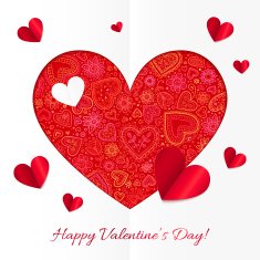 Red and white cutout paper vector heart N2