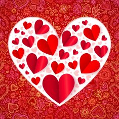 Red and white cutout paper vector heart N3
