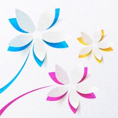Paper flowers vector greeting card template