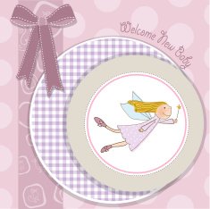 baby girl shower card with little fairy N2