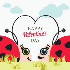 Valentine's day postcard cute ladybugs cartoons characters N2