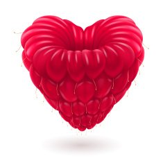Raspberry in heart shape N2