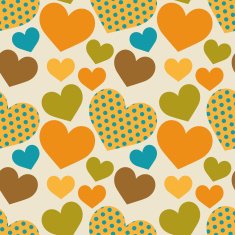Seamless retro pattern with hearts