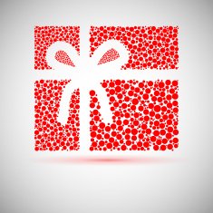 Christmas card gift box with ribbon
