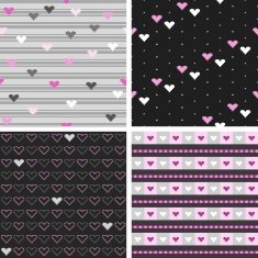 Set of seamless pattern with pixel hearts