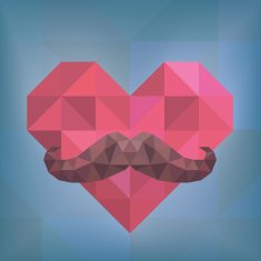 Abstract Hipster Moustache on Heart Background