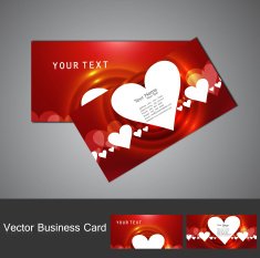 Valentine's Day bright red colorful heart business card set illustration