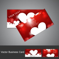 Valentine's Day red Business card set colorful heart