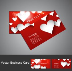 Valentine's Day colorful heart business card set vector illustration