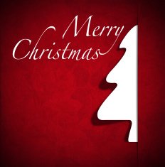 White Christmas Tree on Red Background N4
