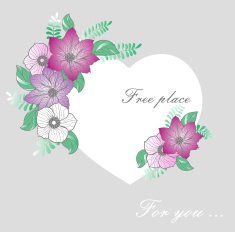 vignette heart of flowers