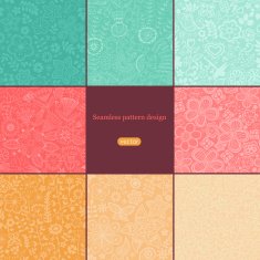 Set of eight colorful floral patterns (seamlessly tiling)