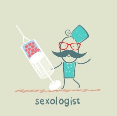 Sexologist with a syringe filled N2
