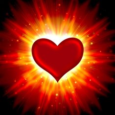 red heart with rays on a black N5