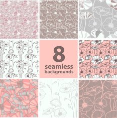 set of 8 seamless floral backgrounds