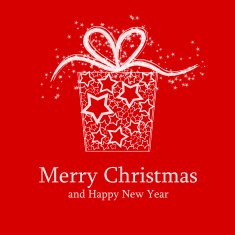 Christmas card with gift box made of stars N3