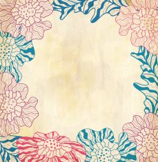 color congratulation vintage vector background with drawing flowers