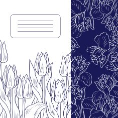 Floral card with tulips and irises