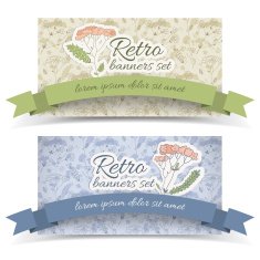 Vintage flowers banners set with text field N2