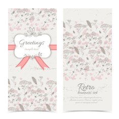 Vintage flowers banners set with text field N3