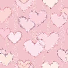 Lovely pink seamless pattern with vintage heart shapes