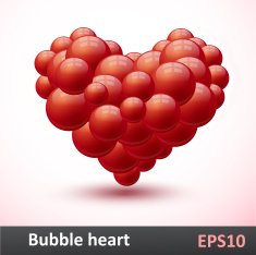 Heart of red bubbles
