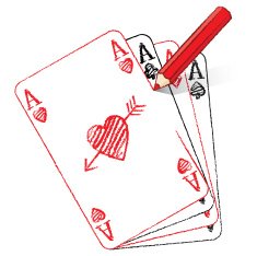 Pencil Drawing Ace of Hearts with Cupid's Arrow N3