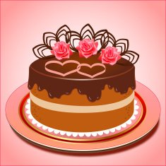 chocolate cake with hearts