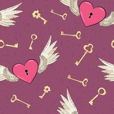 vector seamless wings and heart N3