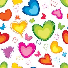 Hearts and butterflies seamless pattern