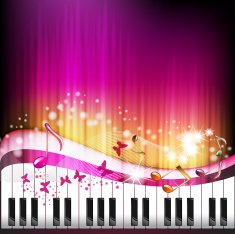 Piano keys with butterflies