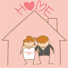 just married couple at home